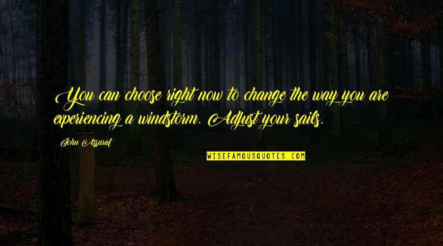 Adjust Sails Quotes By John Assaraf: You can choose right now to change the