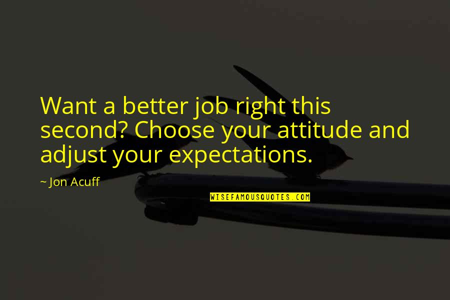 Adjust Your Expectations Quotes By Jon Acuff: Want a better job right this second? Choose