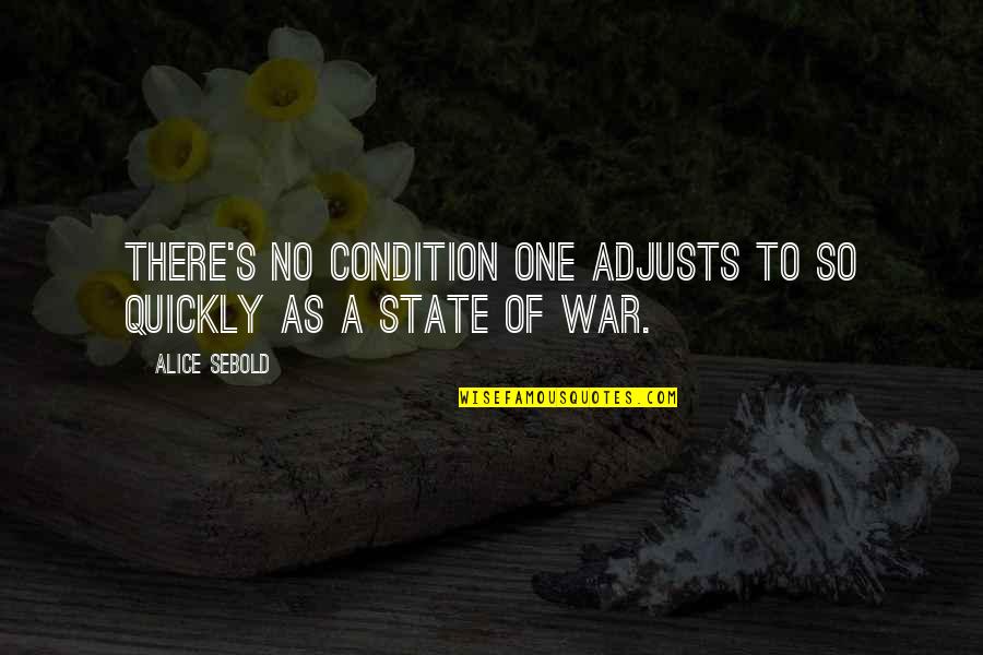 Adjusts Quotes By Alice Sebold: There's no condition one adjusts to so quickly