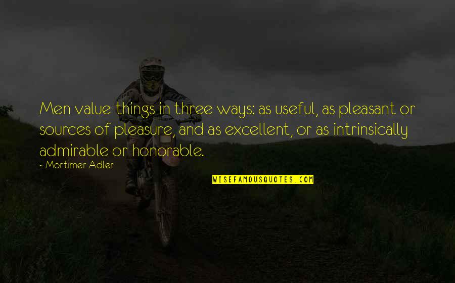 Adler's Quotes By Mortimer Adler: Men value things in three ways: as useful,