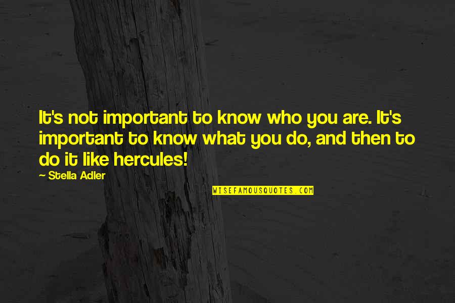 Adler's Quotes By Stella Adler: It's not important to know who you are.