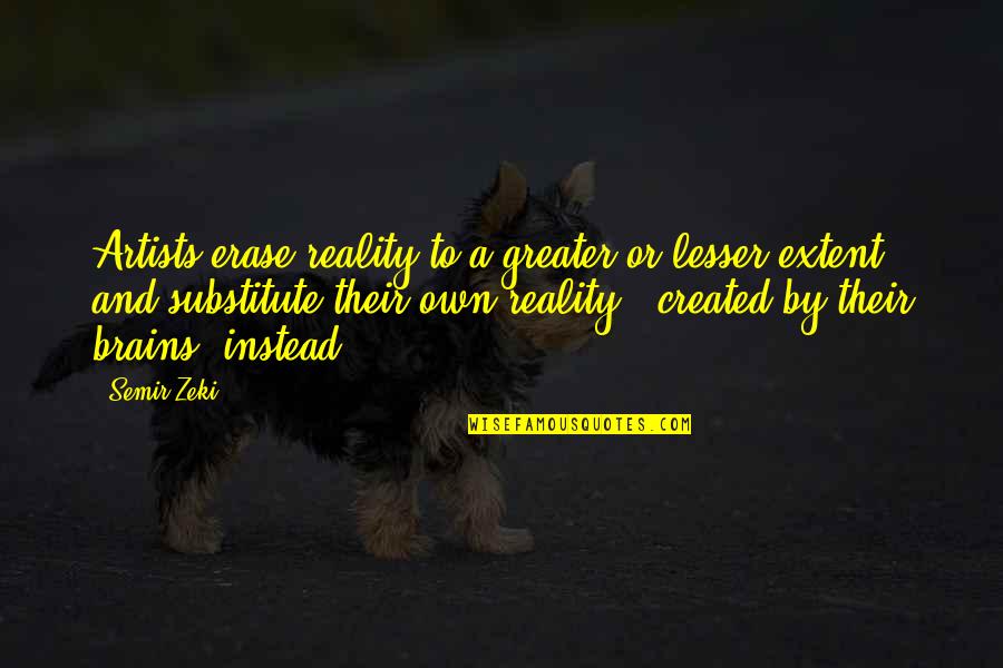 Admettre Past Quotes By Semir Zeki: Artists erase reality to a greater or lesser Admettre Past Quotes By Semir Zeki: Artists erase reality to a greater or lesser