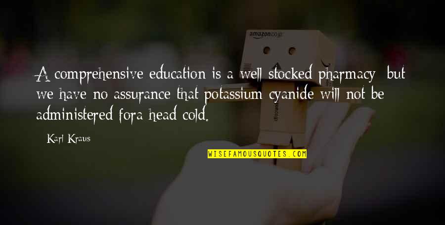 Administered Quotes By Karl Kraus: A comprehensive education is a well-stocked pharmacy: but Administered Quotes By Karl Kraus: A comprehensive education is a well-stocked pharmacy: but