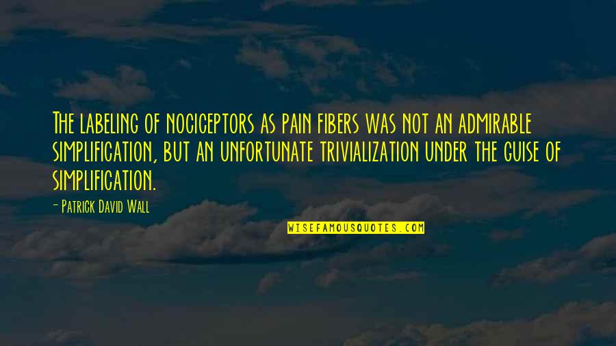 Admirable Quotes By Patrick David Wall: The labeling of nociceptors as pain fibers was