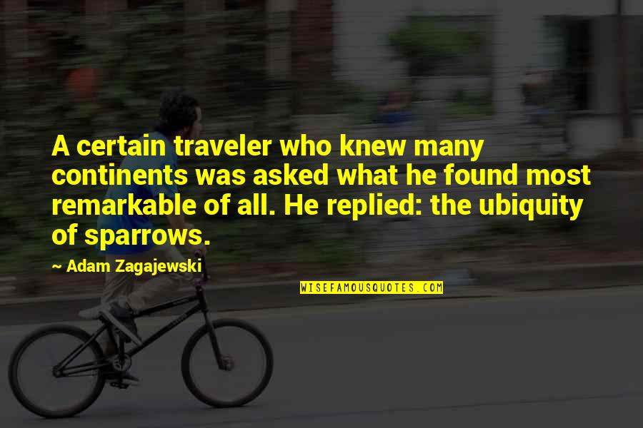 Admirar Quotes By Adam Zagajewski: A certain traveler who knew many continents was