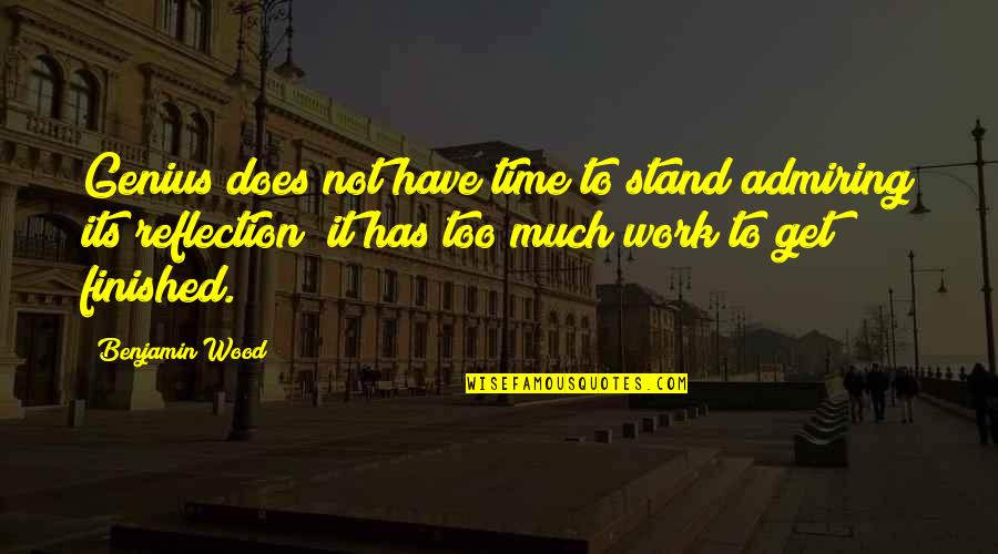 Admiring Quotes By Benjamin Wood: Genius does not have time to stand admiring