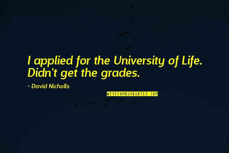 Admitidamente Quotes By David Nicholls: I applied for the University of Life. Didn't