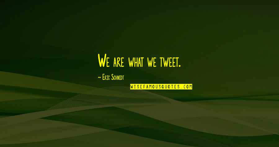 Admitir Portugues Quotes By Eric Schmidt: We are what we tweet. Admitir Portugues Quotes By Eric Schmidt: We are what we tweet.