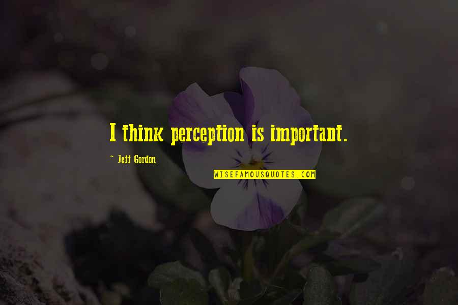 Admixed Quotes By Jeff Gordon: I think perception is important.