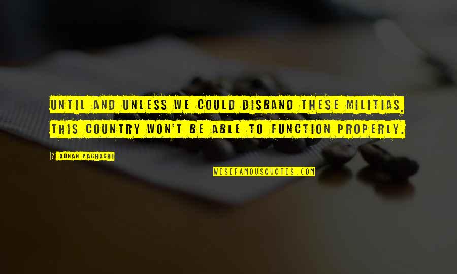 Adnan Quotes By Adnan Pachachi: Until and unless we could disband these militias, Adnan Quotes By Adnan Pachachi: Until and unless we could disband these militias,