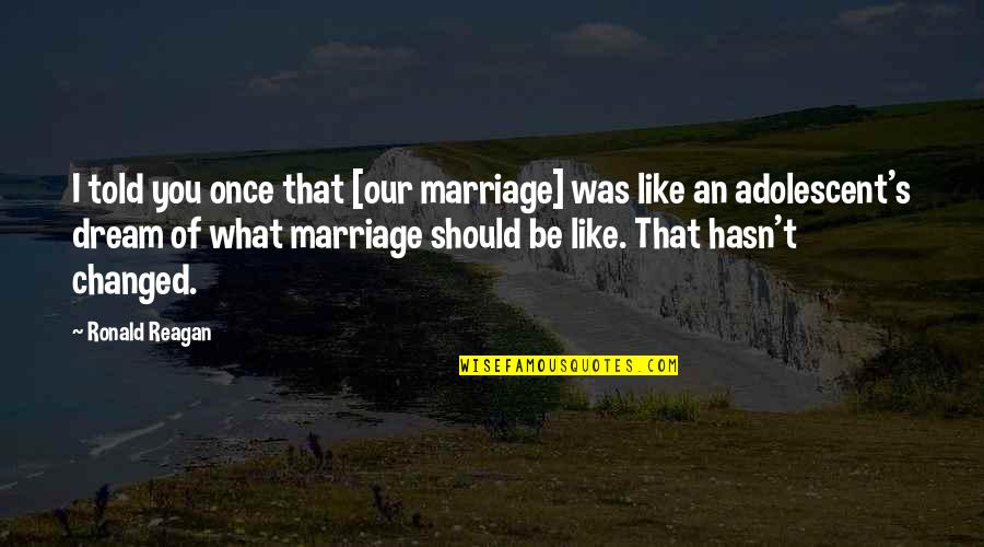 Adolescent Love Quotes By Ronald Reagan: I told you once that [our marriage] was