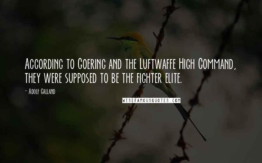 Adolf Galland quotes: According to Goering and the Luftwaffe High Command, they were supposed to be the fighter elite.