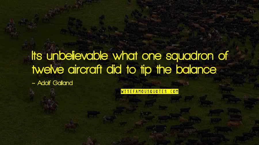 Adolf Galland Quotes By Adolf Galland: It's unbelievable what one squadron of twelve aircraft