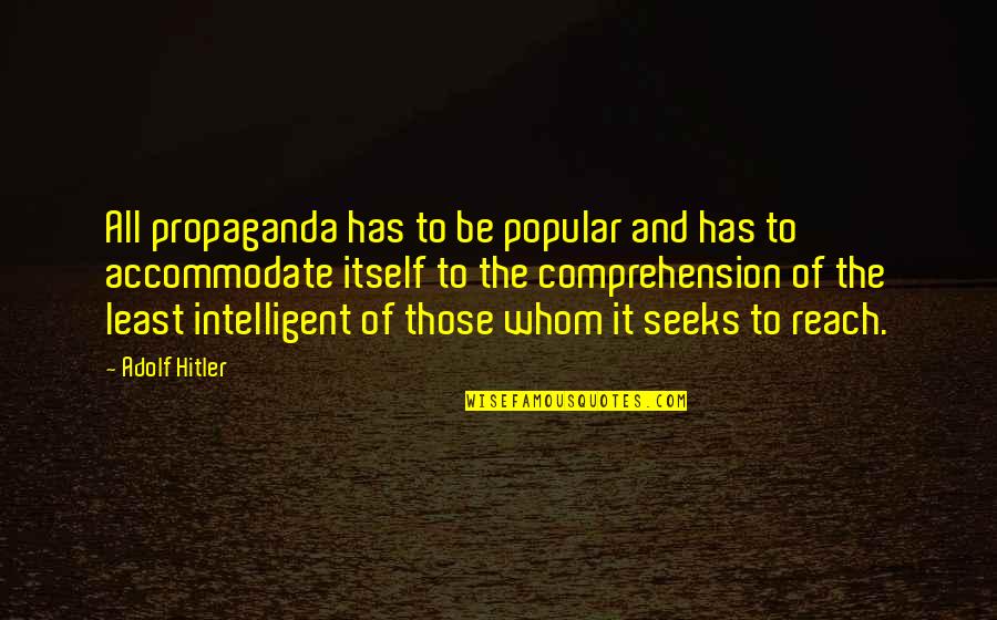 Adolf Hitler Quotes By Adolf Hitler: All propaganda has to be popular and has