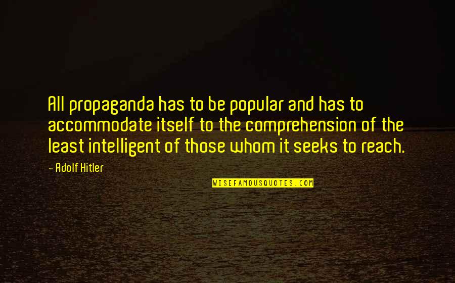 Adolf Quotes By Adolf Hitler: All propaganda has to be popular and has