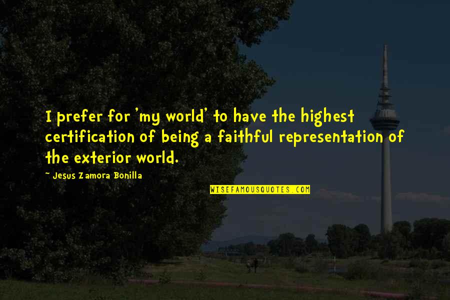 Adolphe Quotes By Jesus Zamora Bonilla: I prefer for 'my world' to have the