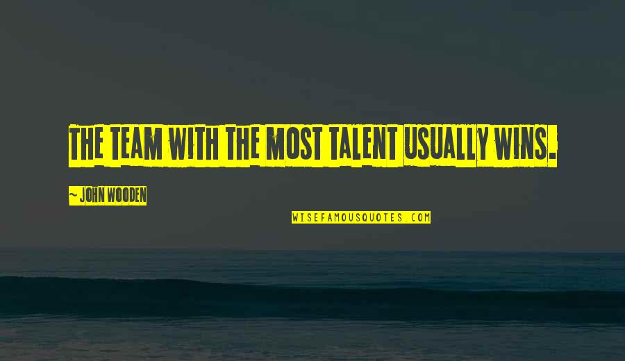 Adopt Street Dog Quotes By John Wooden: The team with the most talent usually wins. Adopt Street Dog Quotes By John Wooden: The team with the most talent usually wins.