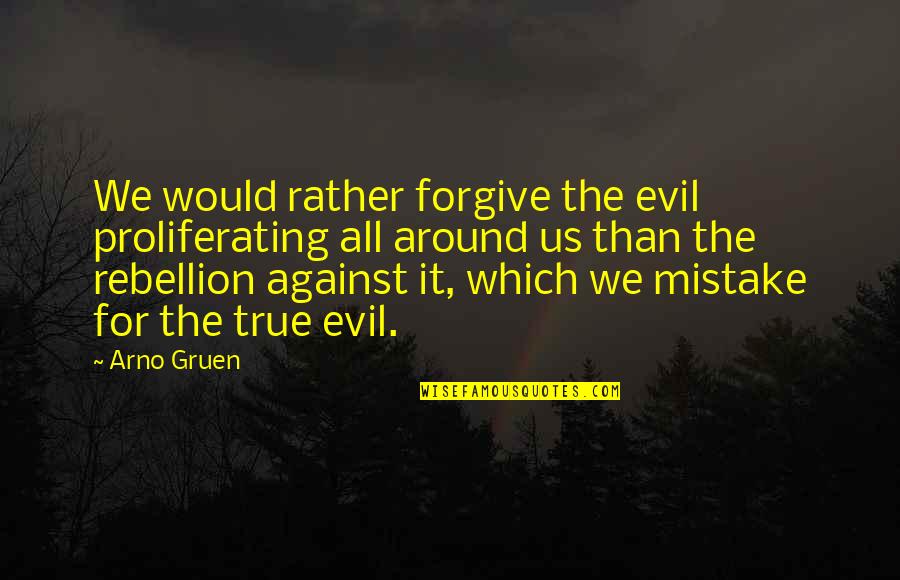 Adoptadores Quotes By Arno Gruen: We would rather forgive the evil proliferating all Adoptadores Quotes By Arno Gruen: We would rather forgive the evil proliferating all
