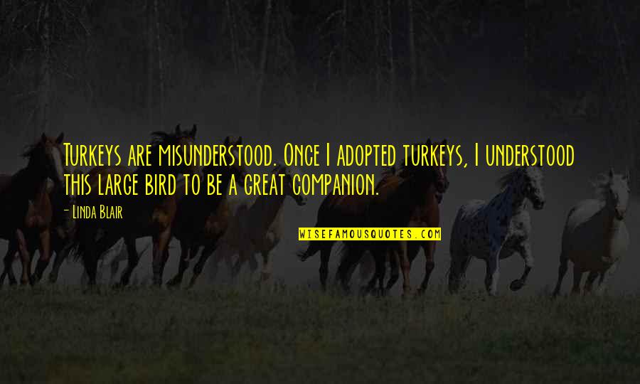 Adopted Quotes By Linda Blair: Turkeys are misunderstood. Once I adopted turkeys, I