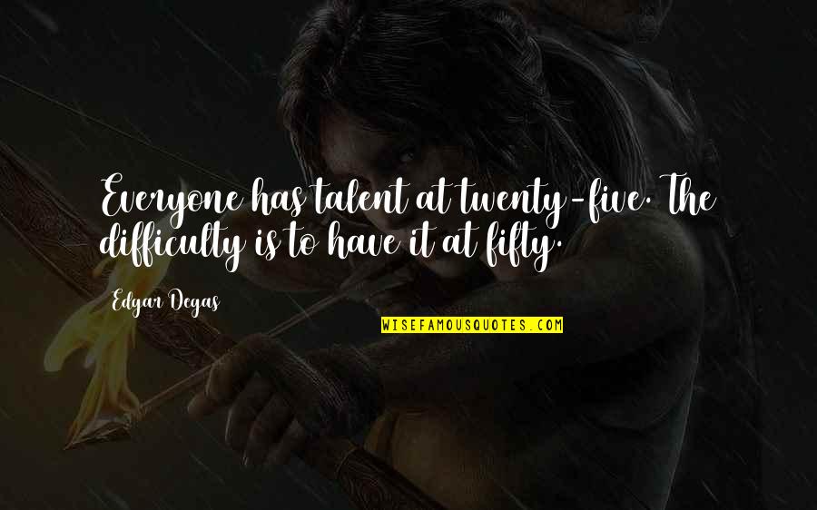 Adopting Pet Quotes By Edgar Degas: Everyone has talent at twenty-five. The difficulty is