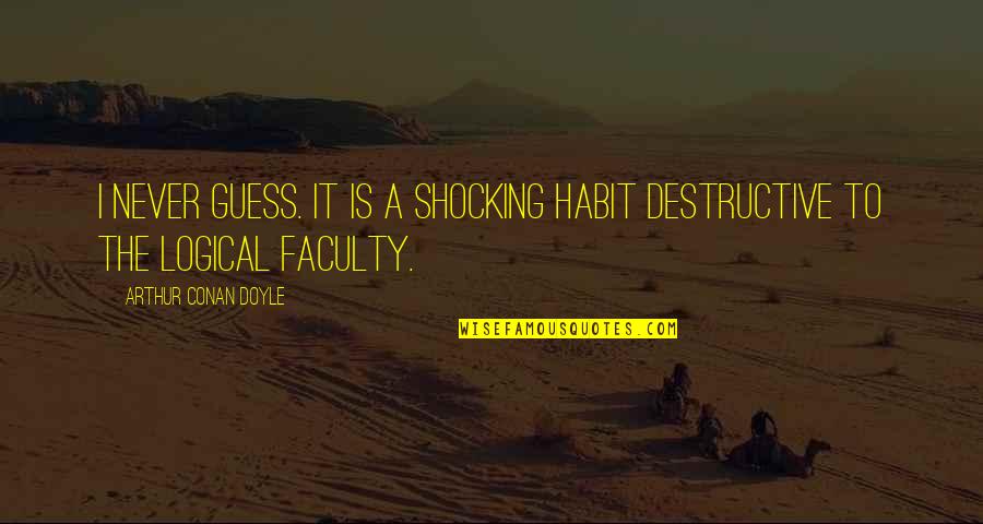 Adoresoft Quotes By Arthur Conan Doyle: I never guess. It is a shocking habit