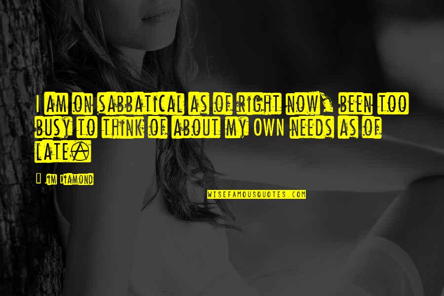 Adoria Beauty Quotes By Jim Diamond: I am on sabbatical as of right now, Adoria Beauty Quotes By Jim Diamond: I am on sabbatical as of right now,