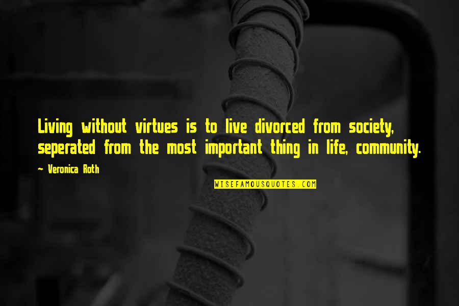 Adorner Signification Quotes By Veronica Roth: Living without virtues is to live divorced from