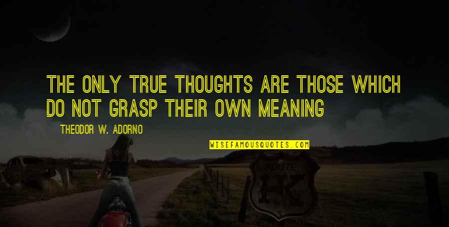 Adorno Quotes By Theodor W. Adorno: The only true thoughts are those which do