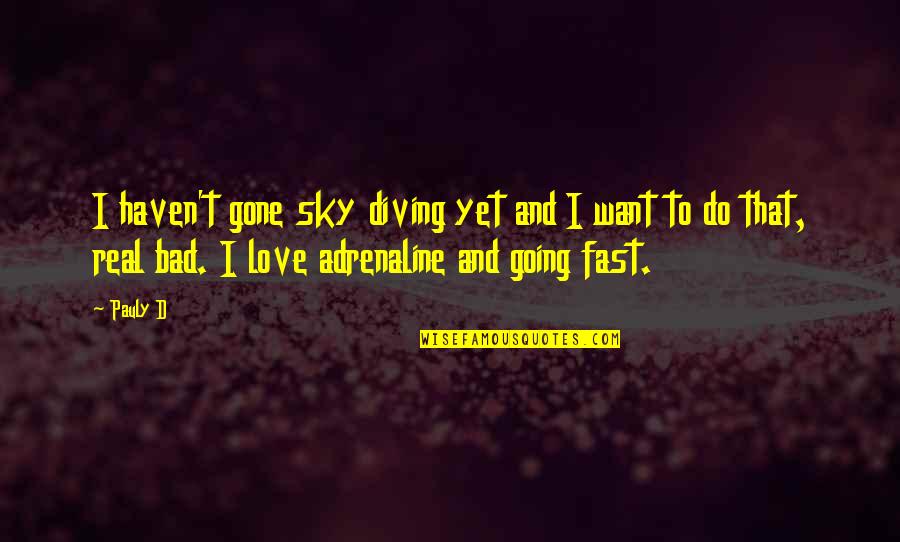 Adrenaline And Love Quotes By Pauly D: I haven't gone sky diving yet and I