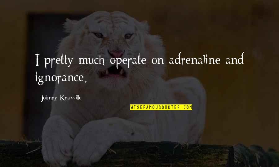 Adrenaline Quotes By Johnny Knoxville: I pretty much operate on adrenaline and ignorance.