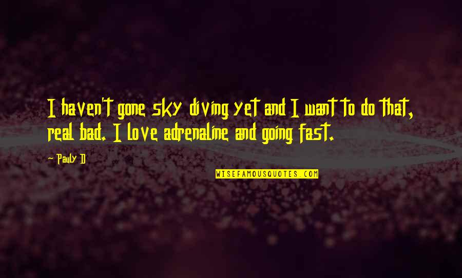 Adrenaline Quotes By Pauly D: I haven't gone sky diving yet and I