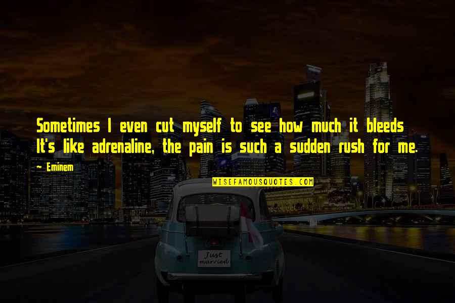 Adrenaline Rush Quotes By Eminem: Sometimes I even cut myself to see how