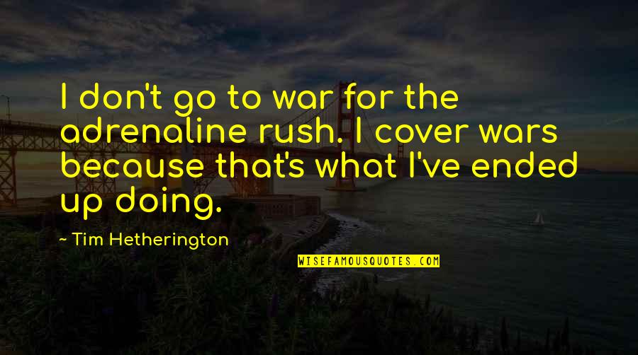 Adrenaline Rush Quotes By Tim Hetherington: I don't go to war for the adrenaline
