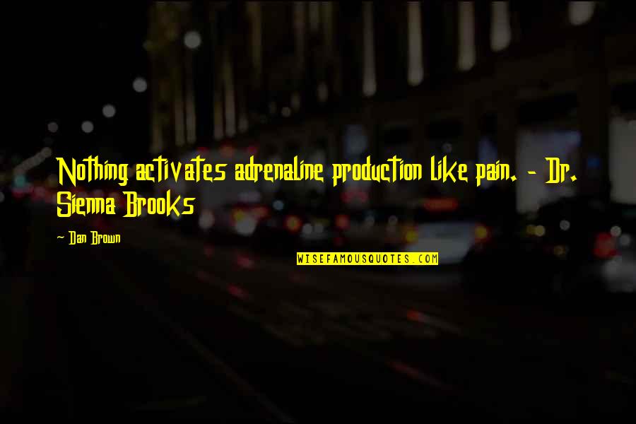 Adrenaline's Quotes By Dan Brown: Nothing activates adrenaline production like pain. - Dr.