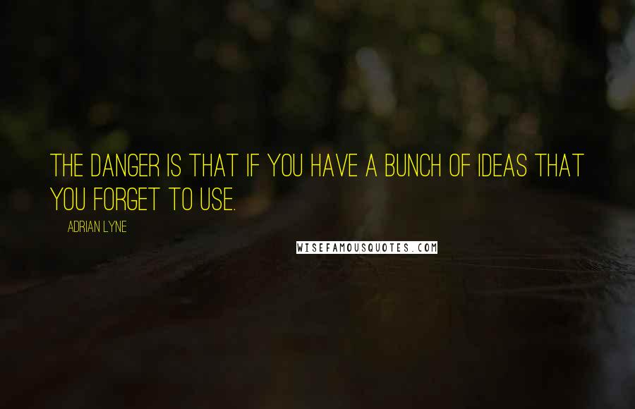 Adrian Lyne quotes: The danger is that if you have a bunch of ideas that you forget to use.