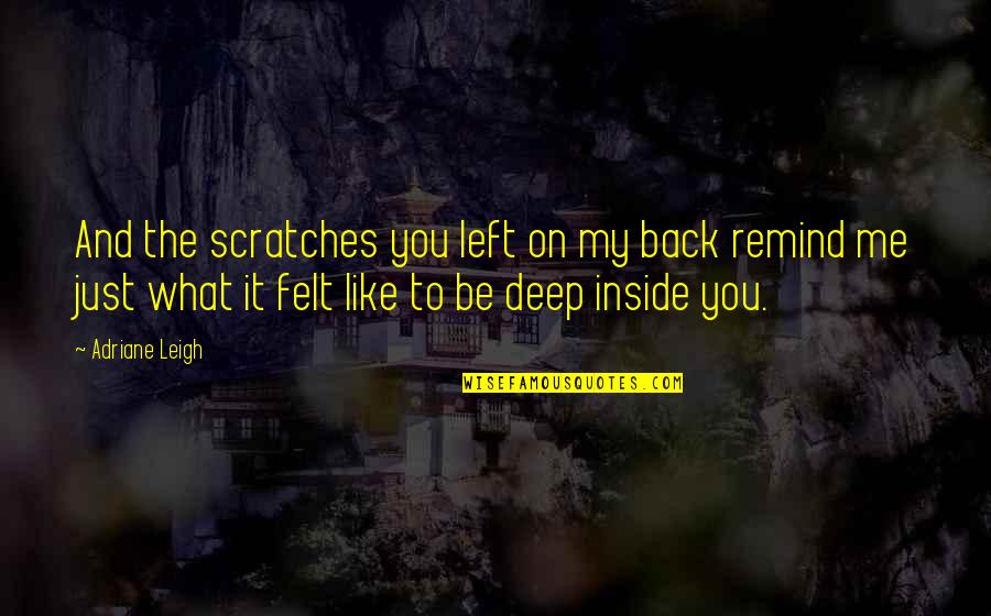 Adriane Quotes By Adriane Leigh: And the scratches you left on my back