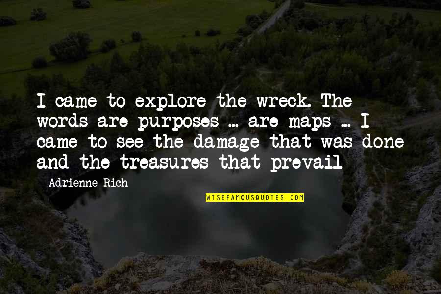 Adrienne Quotes By Adrienne Rich: I came to explore the wreck. The words
