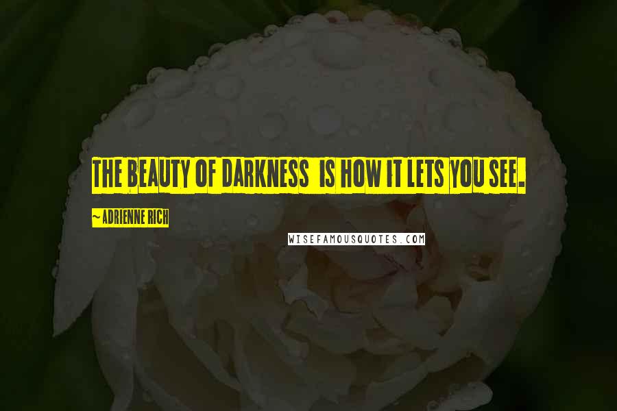 Adrienne Rich quotes: The beauty of darkness is how it lets you see.