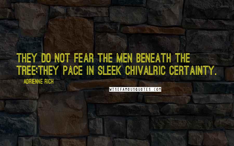 Adrienne Rich quotes: They do not fear the men beneath the tree;They pace in sleek chivalric certainty.