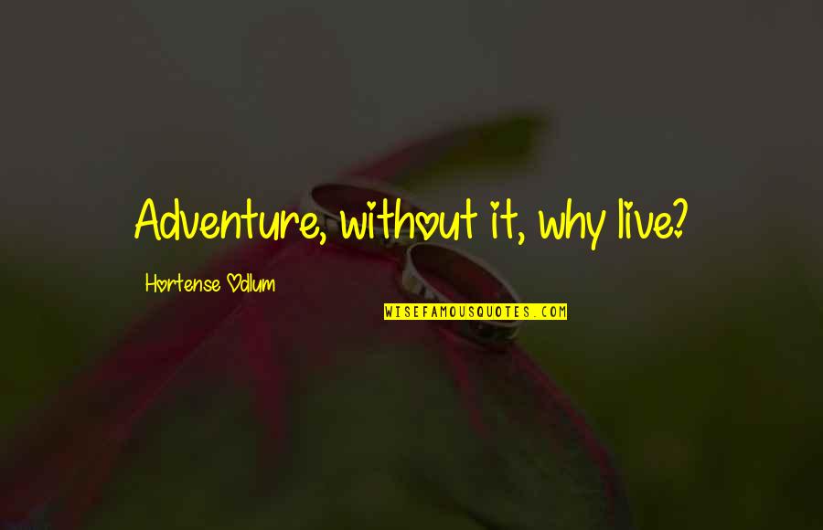 Adultcentrism Quotes By Hortense Odlum: Adventure, without it, why live?