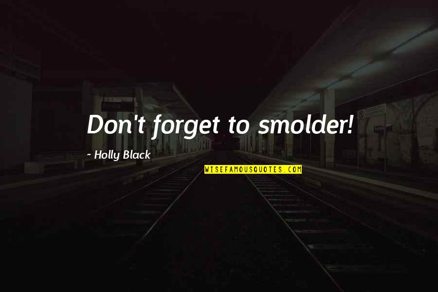 Adulterous Wife Quotes By Holly Black: Don't forget to smolder!
