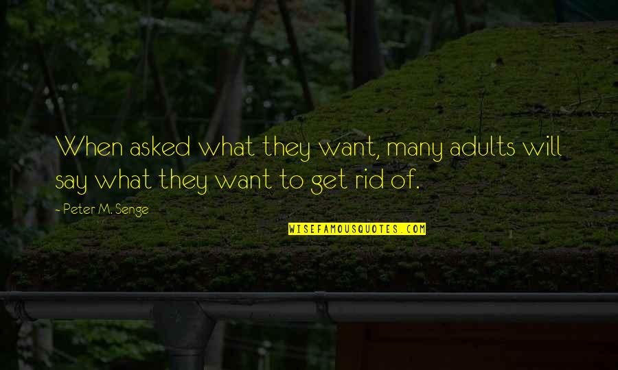 Adults Quotes By Peter M. Senge: When asked what they want, many adults will