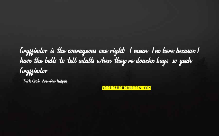 Adults Quotes By Trish Cook, Brendan Halpin: Gryffindor is the courageous one right? I mean,