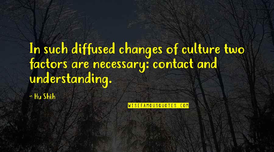 Advancement Of Technology Quotes By Hu Shih: In such diffused changes of culture two factors