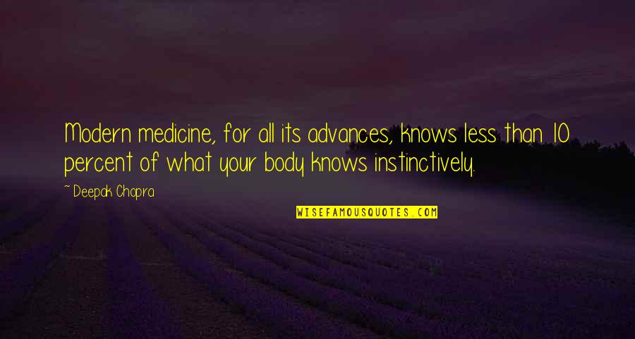 Advances In Medicine Quotes By Deepak Chopra: Modern medicine, for all its advances, knows less