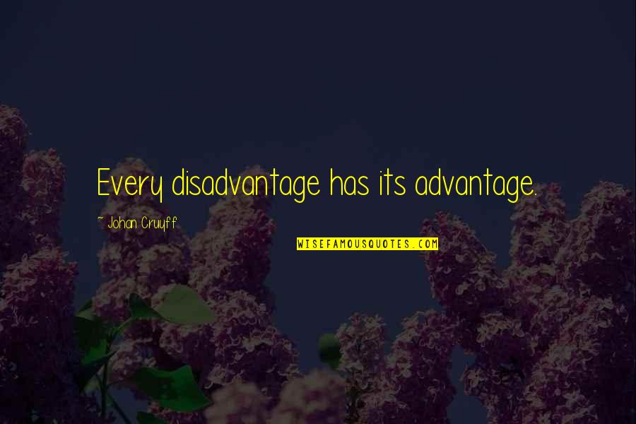 Advantage Disadvantage Quotes By Johan Cruyff: Every disadvantage has its advantage.