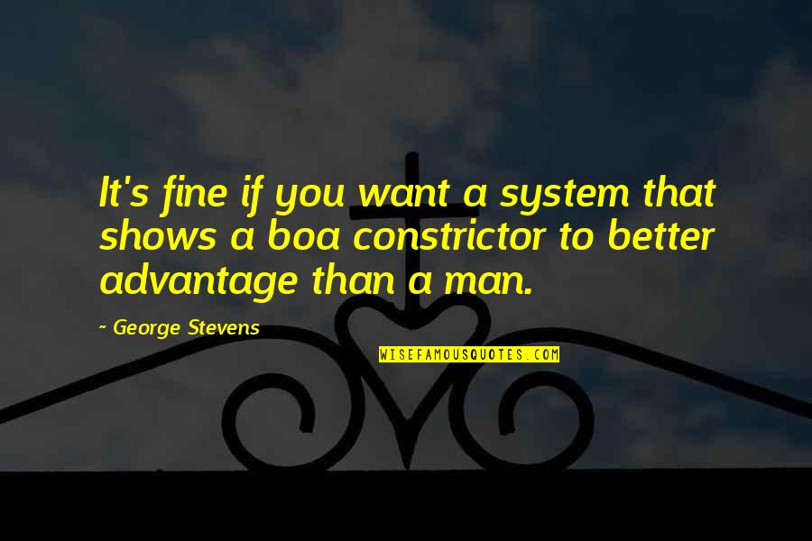 Advantage Quotes By George Stevens: It's fine if you want a system that Advantage Quotes By George Stevens: It's fine if you want a system that
