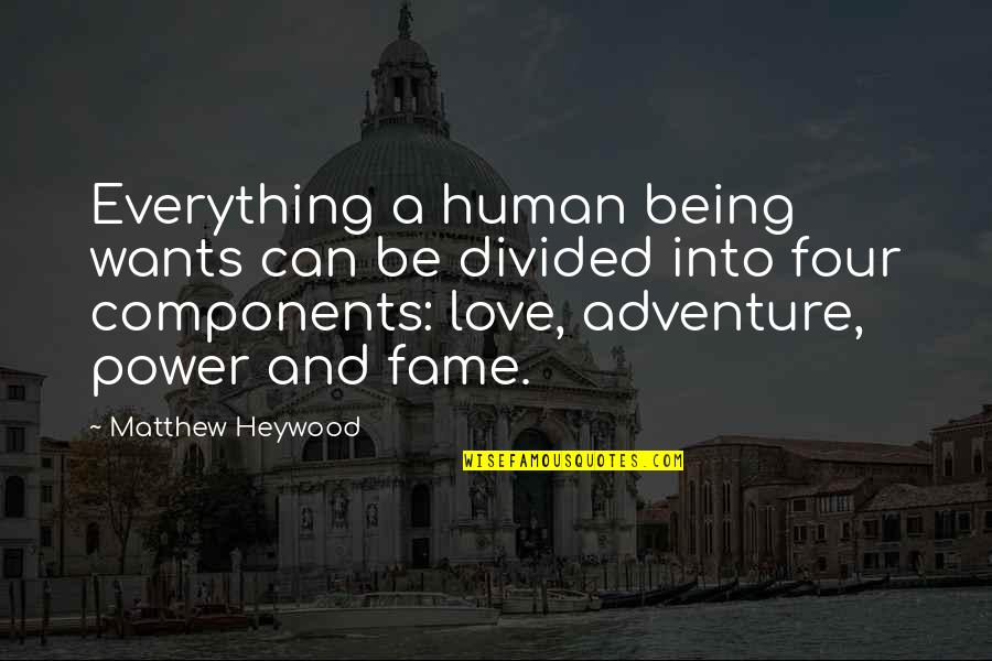Adventure And Love Quotes By Matthew Heywood: Everything a human being wants can be divided