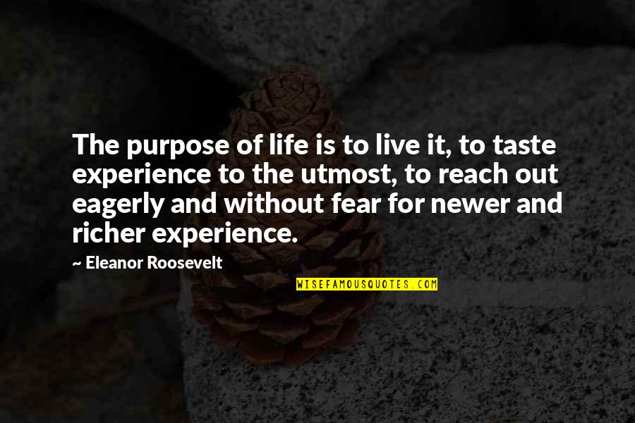 Adventure Fear Quotes By Eleanor Roosevelt: The purpose of life is to live it,