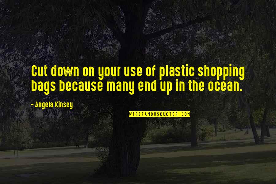 Adventure From The Hobbit Quotes By Angela Kinsey: Cut down on your use of plastic shopping